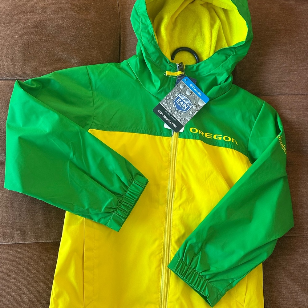 Youth Green and Yellow Columbia Oregon Ducks Rainy Fields Jacket